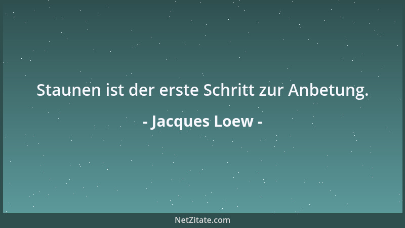 Jacques Loew - Staunen ist der erste Schritt zur Anbetung....
