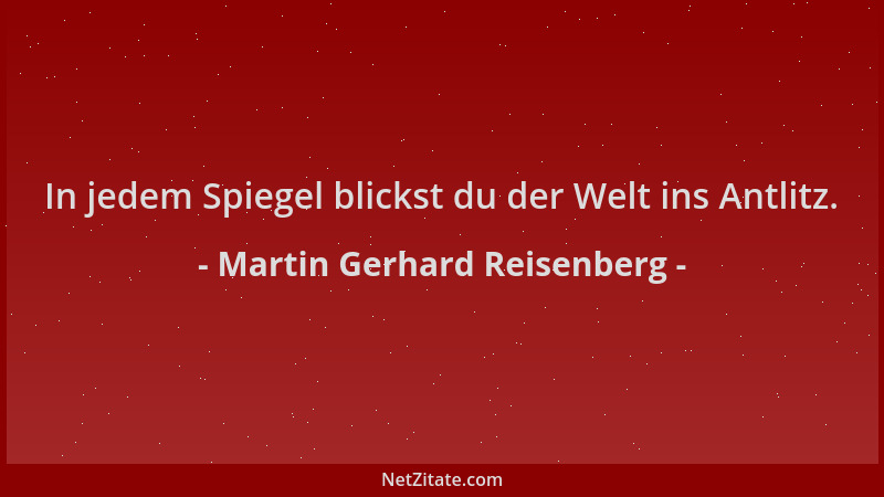 Martin Gerhard Reisenberg - In jedem Spiegel blickst du der Welt ins Antlitz....