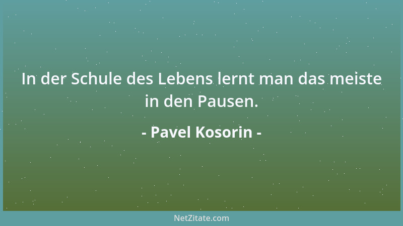 Pavel Kosorin - In der Schule des Lebens lernt man das meiste in den Pausen....