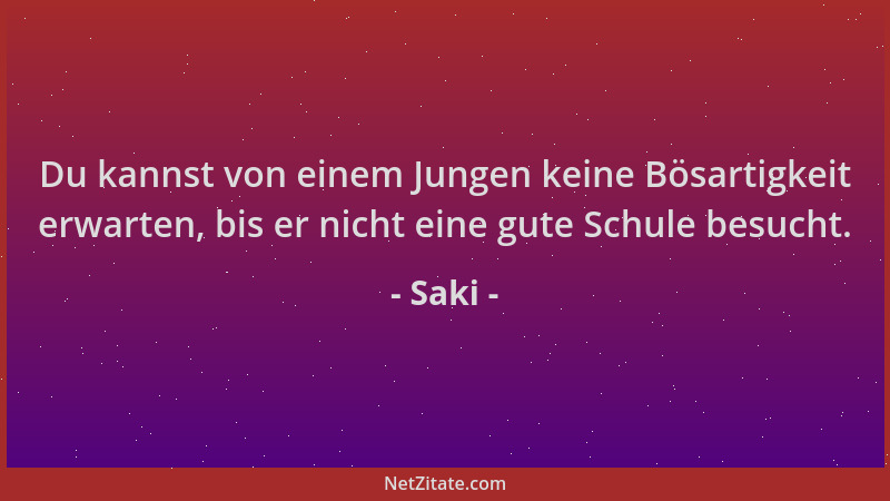 Saki - Du kannst von einem Jungen keine Bösartigkeit erwarten, bis er nicht eine gute Schule besucht....