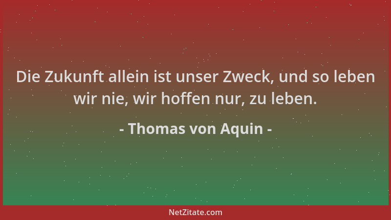 Thomas von Aquin - Die Zukunft allein ist unser Zweck, und so leben wir nie, wir hoffen nur, zu leben....