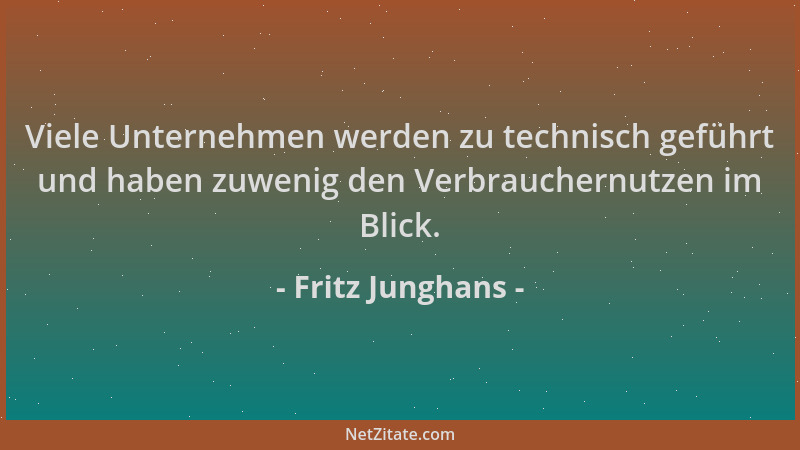 Fritz Junghans - Viele Unternehmen werden zu technisch geführt und haben zuwenig den Verbrauchernutzen im Blick....