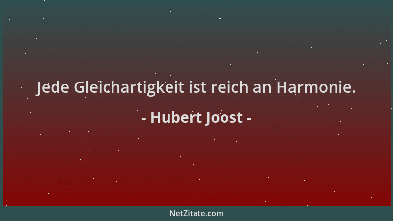 Hubert Joost - Jede Gleichartigkeit ist reich an Harmonie....