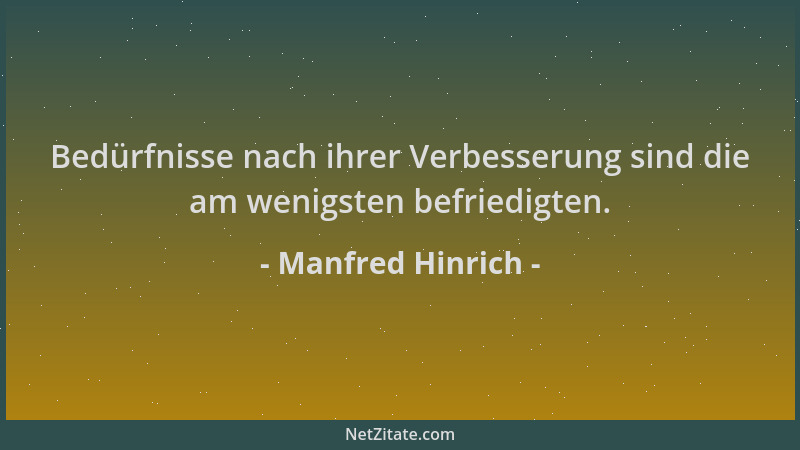 Manfred Hinrich - Bedürfnisse nach ihrer Verbesserung sind die am wenigsten befriedigten....