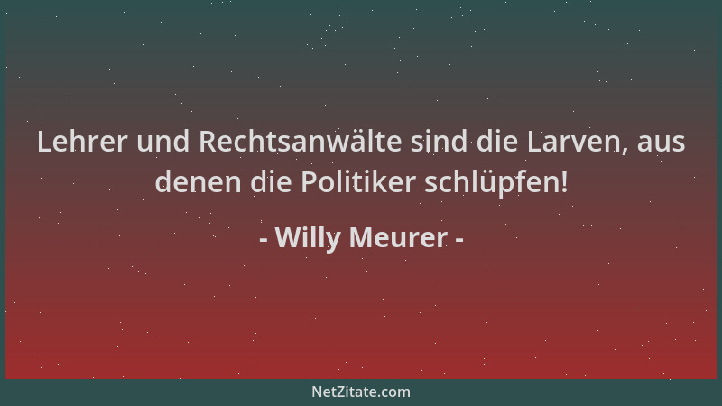 Willy Meurer - Lehrer und Rechtsanwälte sind die Larven, aus denen die Politiker schlüpfen!...