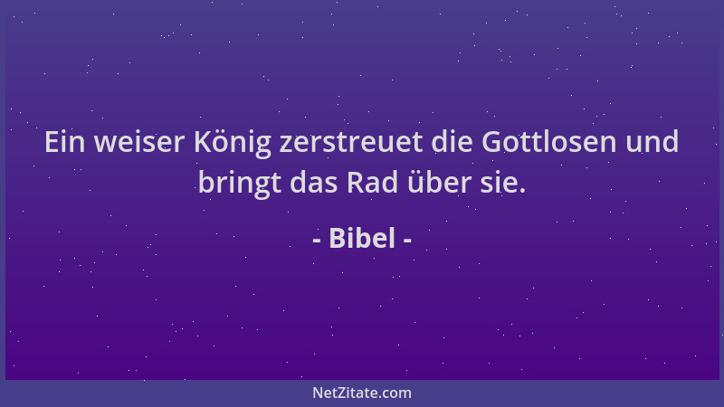 Bibel - Ein weiser König zerstreuet die Gottlosen und bringt das Rad über sie....