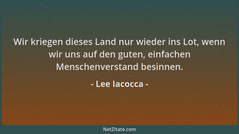 Lee Iacocca - Wir kriegen dieses Land nur wieder ins Lot, wenn wir uns auf den guten, einfachen Menschenverstand besinnen....