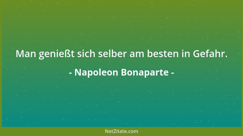 Napoleon Bonaparte - Man genießt sich selber am besten in Gefahr....