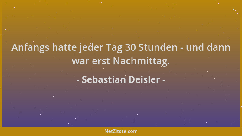 Sebastian Deisler - Anfangs hatte jeder Tag 30 Stunden - und dann war erst Nachmittag....