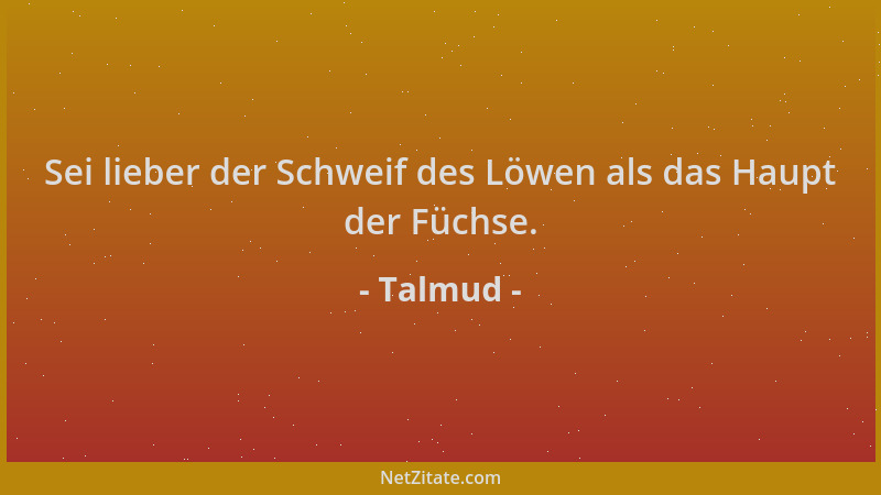Talmud - Sei lieber der Schweif des Löwen als das Haupt der Füchse....