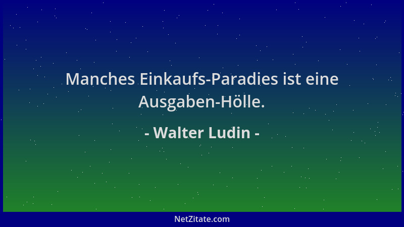 Walter Ludin - Manches Einkaufs-Paradies ist eine Ausgaben-Hölle....