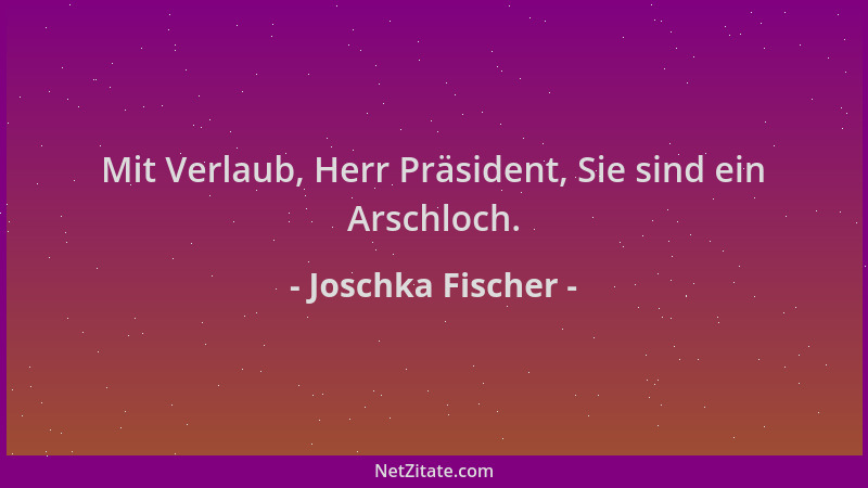 Joschka Fischer - Mit Verlaub, Herr Präsident, Sie sind ein Arschloch....