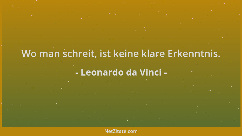 Leonardo da Vinci - Wo man schreit, ist keine klare Erkenntnis....