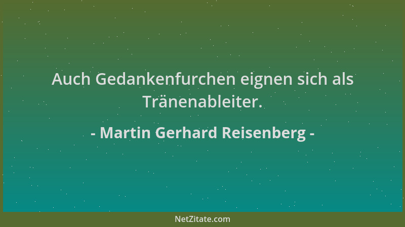Martin Gerhard Reisenberg - Auch Gedankenfurchen eignen sich als Tränenableiter....