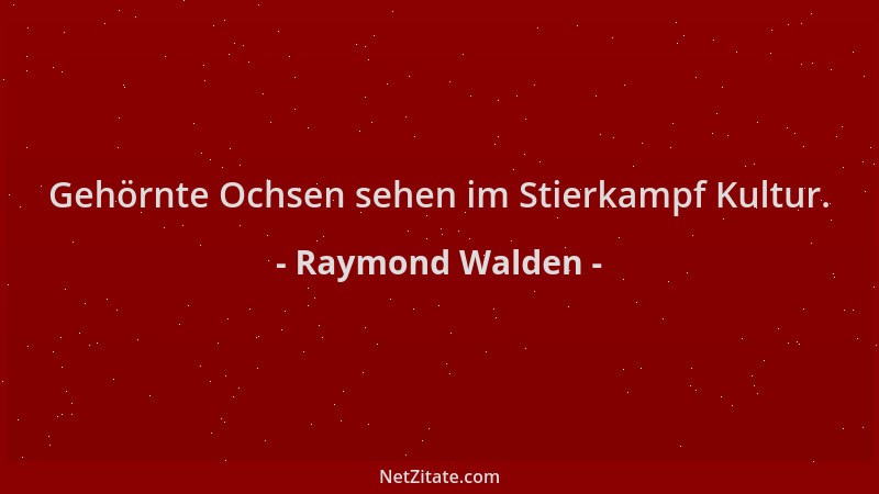 Raymond Walden - Gehörnte Ochsen sehen im Stierkampf Kultur....