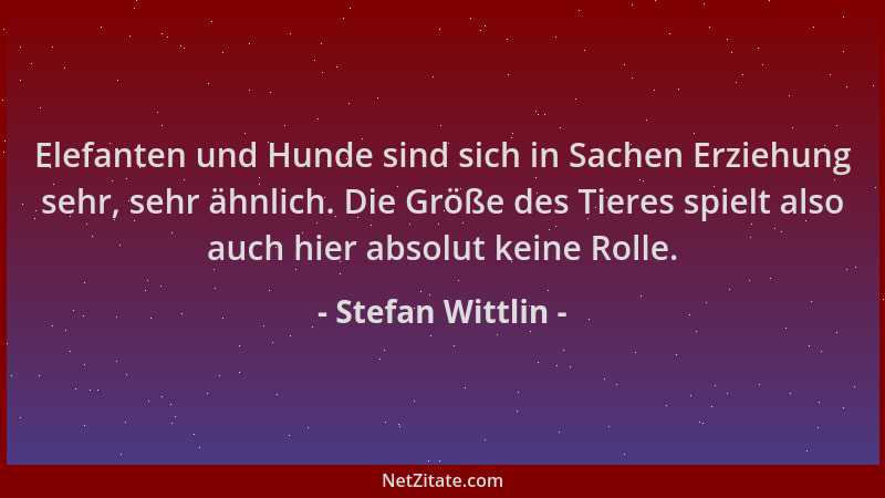Stefan Wittlin - Elefanten und Hunde sind sich in Sachen Erziehung sehr, sehr ähnlich. Die Größe des Tieres spielt also auc...