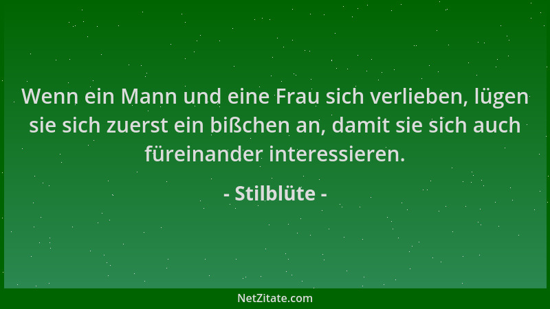 Stilblüte - Wenn ein Mann und eine Frau sich verlieben, lügen sie sich zuerst ein bißchen an, damit sie sich auch füreinand...