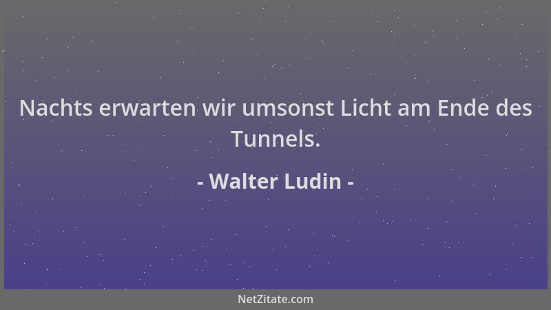 Walter Ludin - Nachts erwarten wir umsonst Licht am Ende des Tunnels....