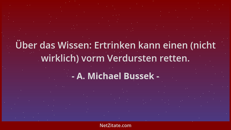 A. Michael Bussek - Über das Wissen: Ertrinken kann einen (nicht wirklich) vorm Verdursten retten....