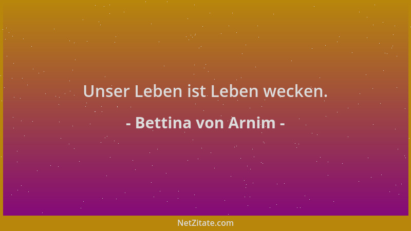 Bettina von Arnim - Unser Leben ist Leben wecken....