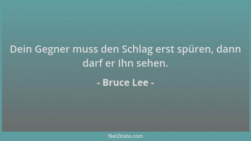 Bruce Lee - Dein Gegner muss den Schlag erst spüren, dann darf er Ihn sehen....