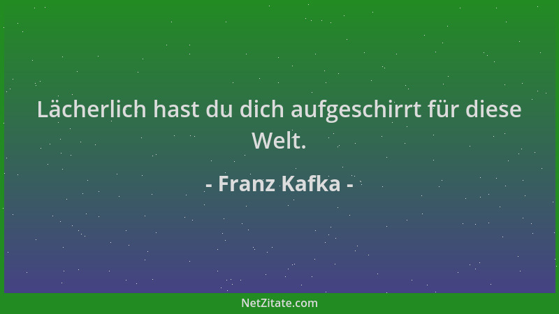 Franz Kafka - Lächerlich hast du dich aufgeschirrt für diese Welt....