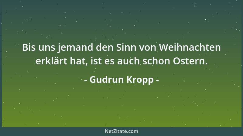 Gudrun Kropp - Bis uns jemand den Sinn von Weihnachten erklärt hat, ist es auch schon Ostern....
