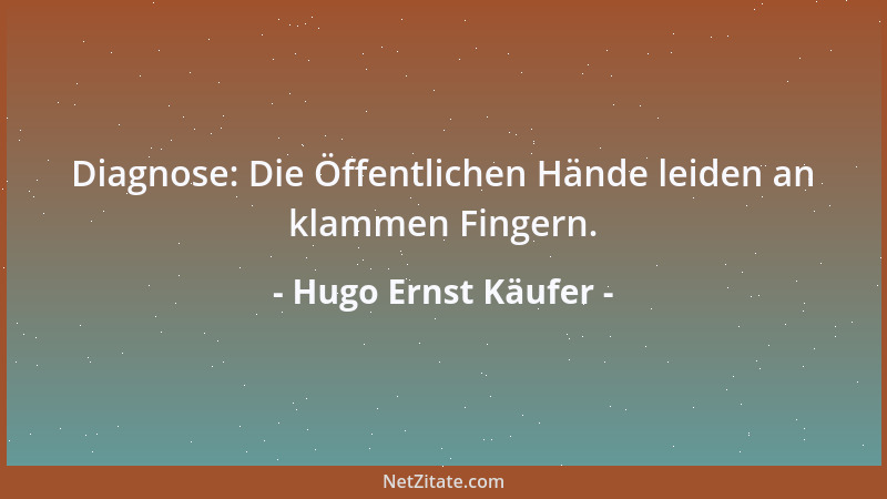 Hugo Ernst Käufer - Diagnose: Die Öffentlichen Hände leiden an klammen Fingern....