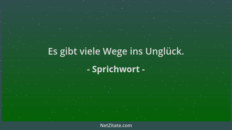 Sprichwort - Es gibt viele Wege ins Unglück....