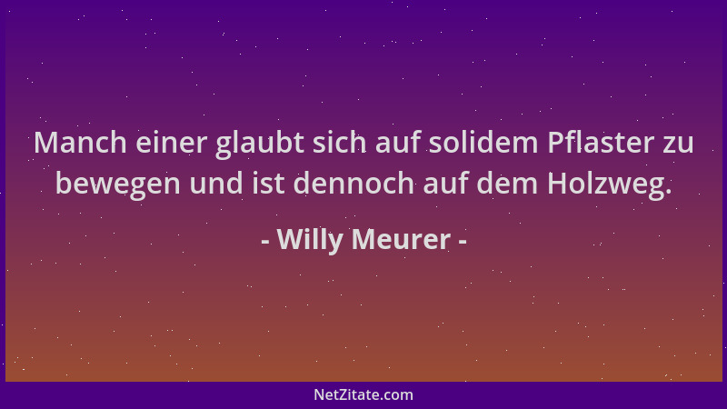 Willy Meurer - Manch einer glaubt sich auf solidem Pflaster zu bewegen und ist dennoch auf dem Holzweg....