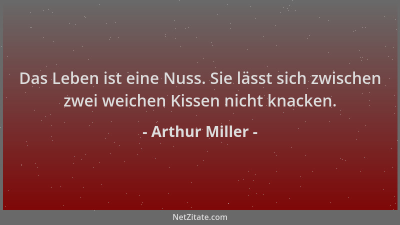 Arthur Miller - Das Leben ist eine Nuss. Sie lässt sich zwischen zwei weichen Kissen nicht knacken....