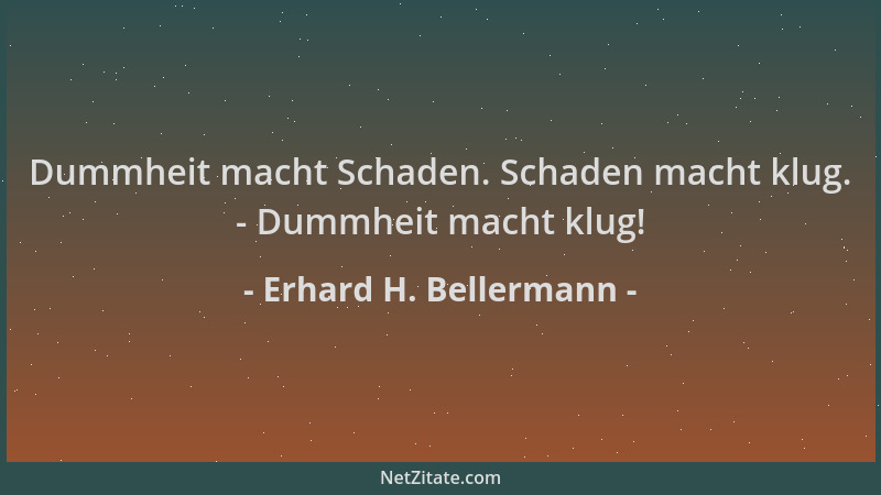 Erhard H. Bellermann - Dummheit macht Schaden. Schaden macht klug. - Dummheit macht klug!...