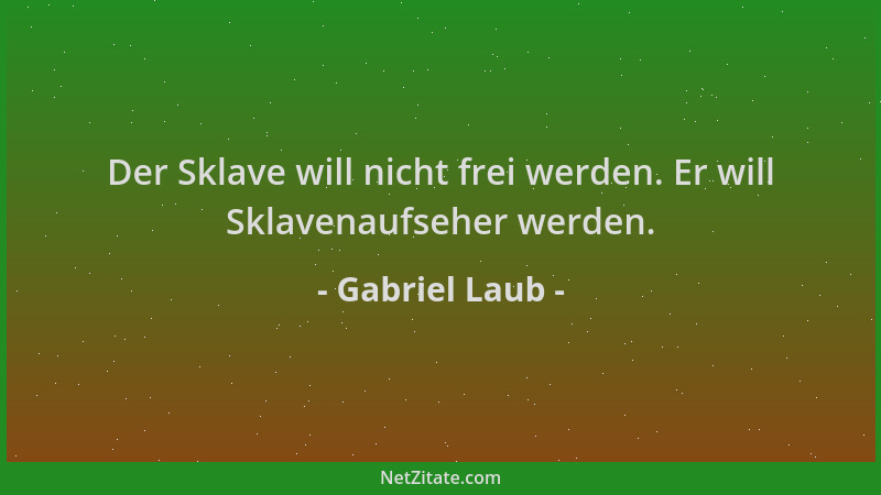 Gabriel Laub - Der Sklave will nicht frei werden. Er will Sklavenaufseher werden....
