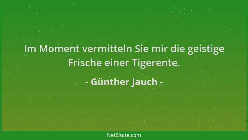 Günther Jauch - Im Moment vermitteln Sie mir die geistige Frische einer Tigerente....