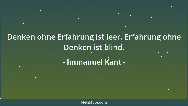 Immanuel Kant - Denken ohne Erfahrung ist leer. Erfahrung ohne Denken ist blind....