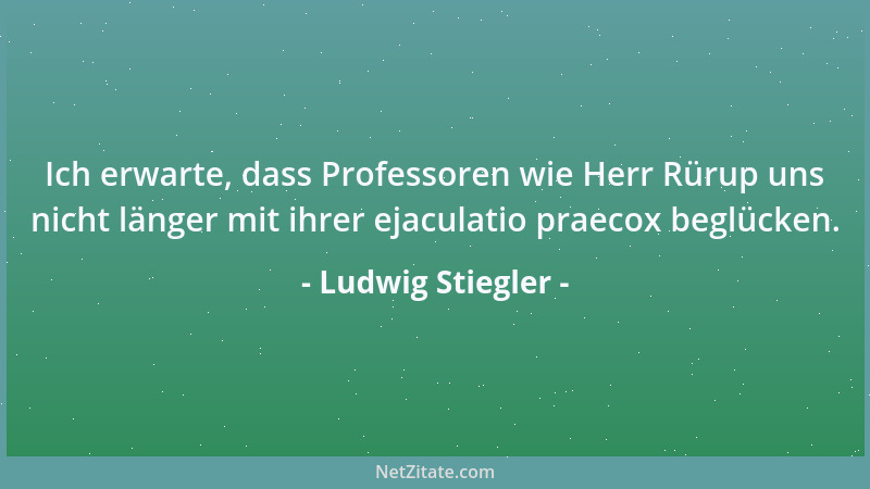 Ludwig Stiegler - Ich erwarte, dass Professoren wie Herr Rürup uns nicht länger mit ihrer ejaculatio praecox beglücken....