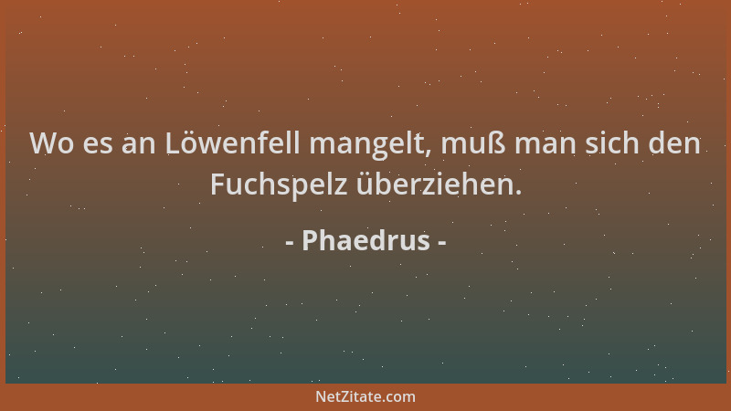 Phaedrus - Wo es an Löwenfell mangelt, muß man sich den Fuchspelz überziehen....