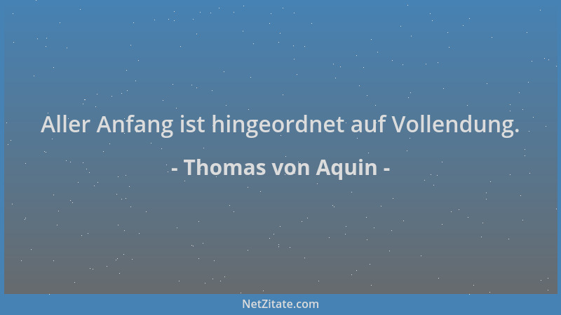 Thomas von Aquin - Aller Anfang ist hingeordnet auf Vollendung....