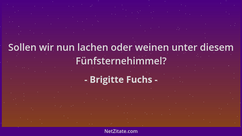 Brigitte Fuchs - Sollen wir nun lachen oder weinen unter diesem Fünfsternehimmel?...