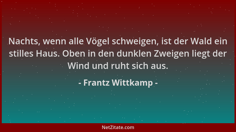 Frantz Wittkamp - Nachts, wenn alle Vögel schweigen, ist der Wald ein stilles Haus. Oben in den dunklen Zweigen liegt der W...
