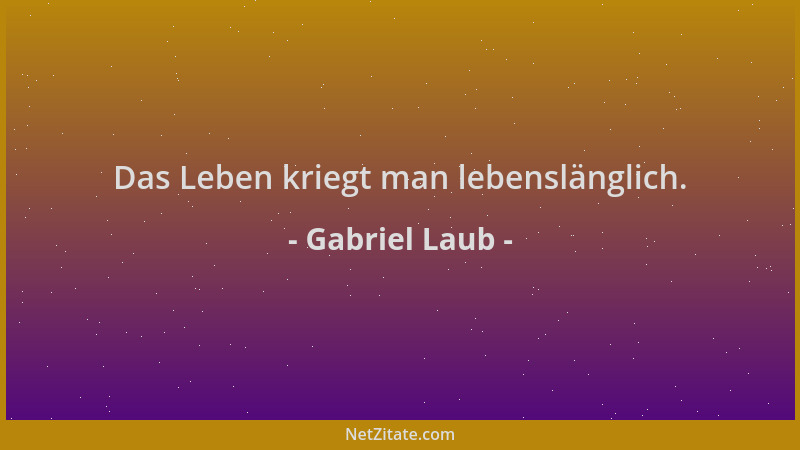 Gabriel Laub - Das Leben kriegt man lebenslänglich....
