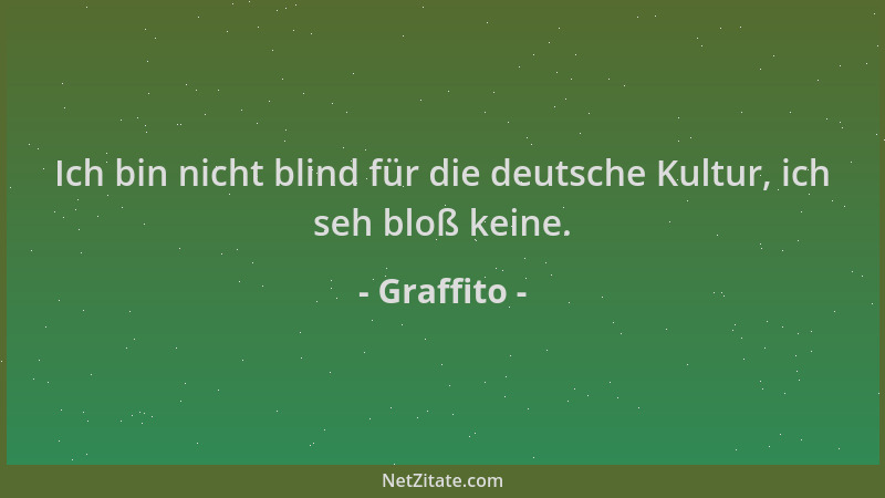 Graffito - Ich bin nicht blind für die deutsche Kultur, ich seh bloß keine....