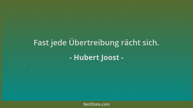 Hubert Joost - Fast jede Übertreibung rächt sich....
