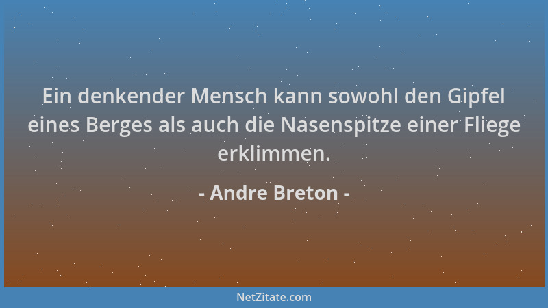 Andre Breton - Ein denkender Mensch kann sowohl den Gipfel eines Berges als auch die Nasenspitze einer Fliege erklimmen....