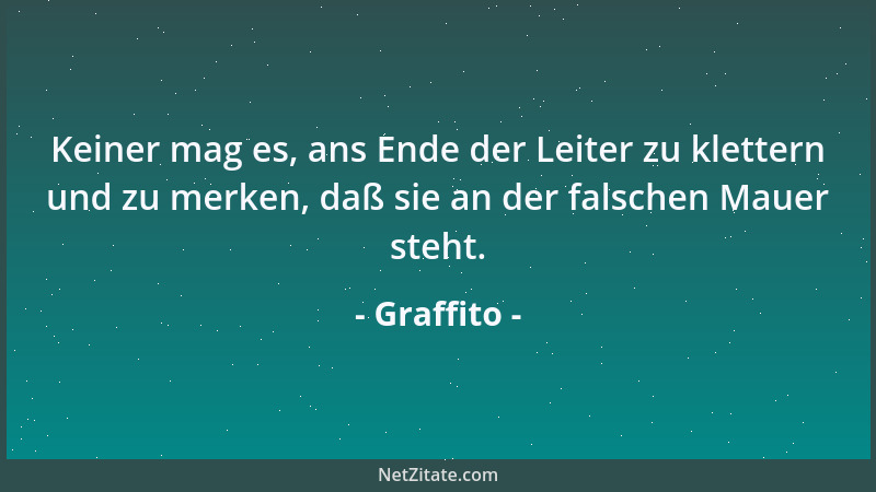 Graffito - Keiner mag es, ans Ende der Leiter zu klettern und zu merken, daß sie an der falschen Mauer steht....