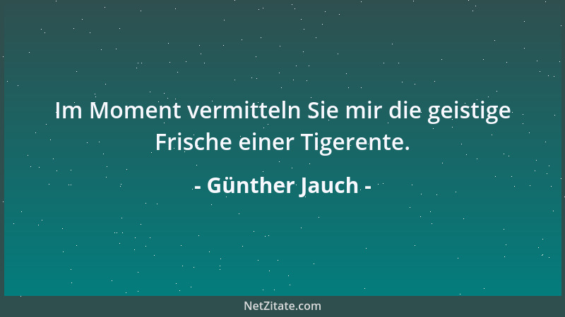 Günther Jauch - Im Moment vermitteln Sie mir die geistige Frische einer Tigerente....