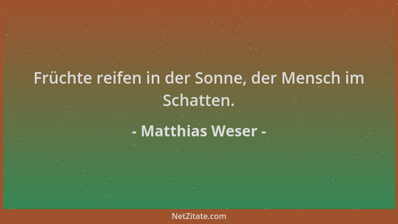 Matthias Weser - Früchte reifen in der Sonne, der Mensch im Schatten....