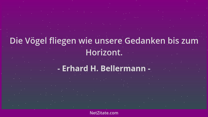 Erhard H. Bellermann - Die Vögel fliegen wie unsere Gedanken bis zum Horizont....