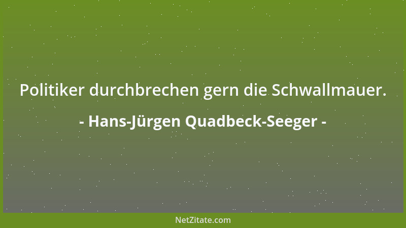 Hans-Jürgen Quadbeck-Seeger - Politiker durchbrechen gern die Schwallmauer....