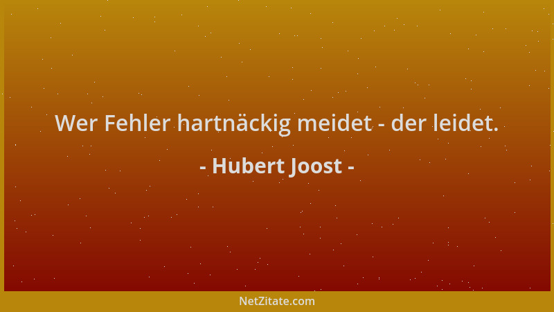 Hubert Joost - Wer Fehler hartnäckig meidet - der leidet....